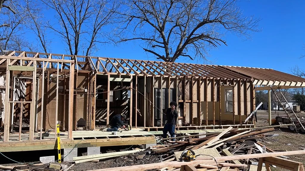 Wall framing going up on a new build